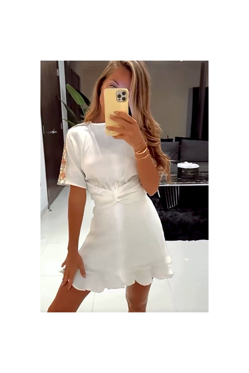 Robe Patineuse Courte Dos Nu Blanche