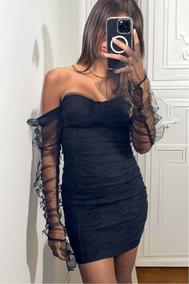 Robe Courte Satinée Noire