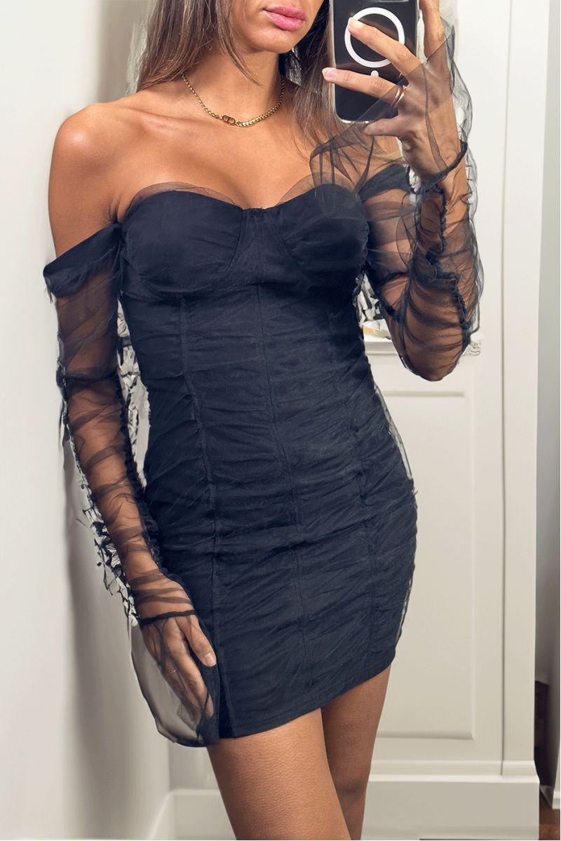 Robe Courte Satinée Noire